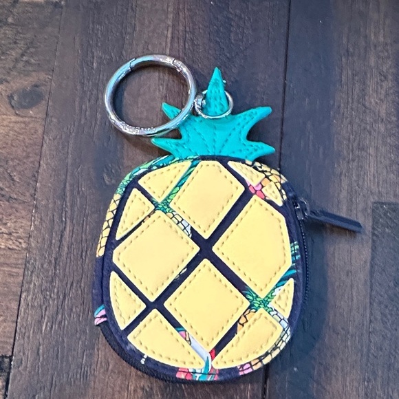 Vera Bradley Other - Vera Bradley Pineapple Coin Purse Keychain - Yellow and navy